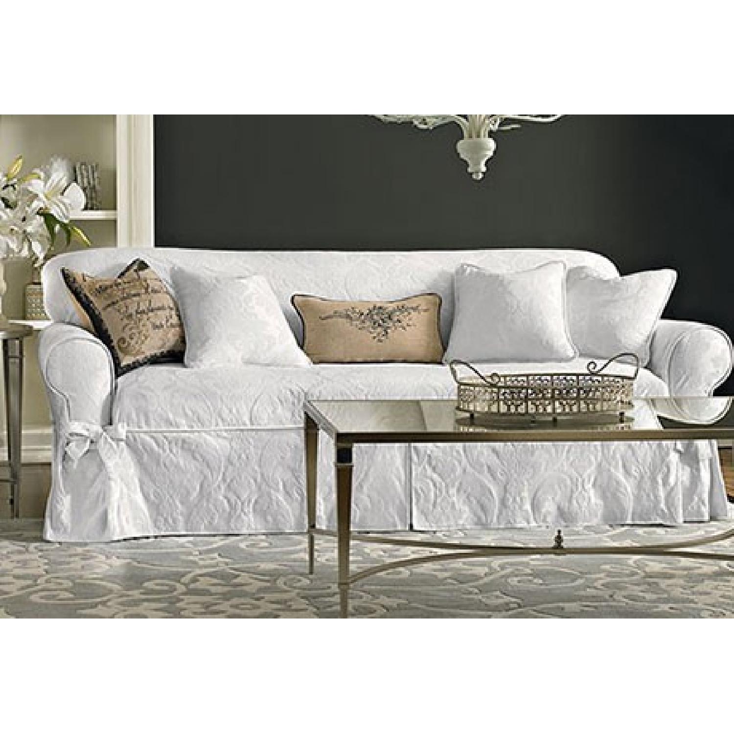 Surefit Matelasse Damask One Piece Sofa Slipcover - image-1