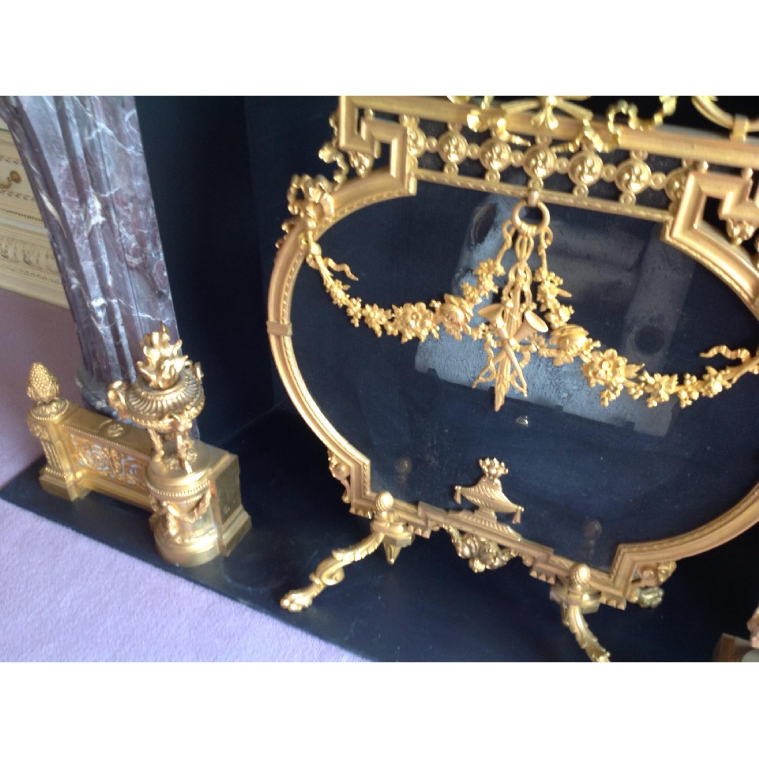 Antique French Firescreen and Andirons - image-1