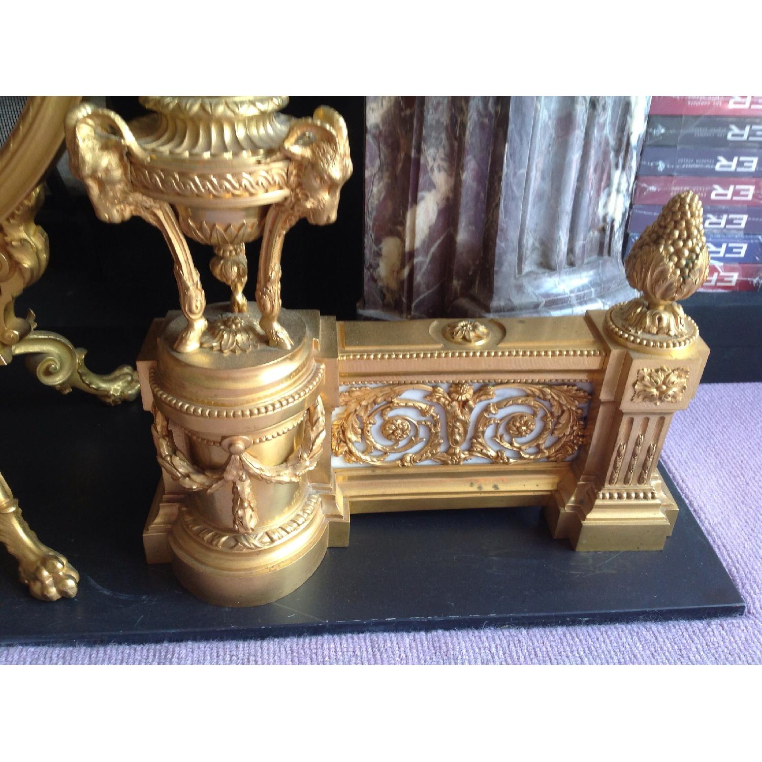 Antique French Firescreen and Andirons - image-3