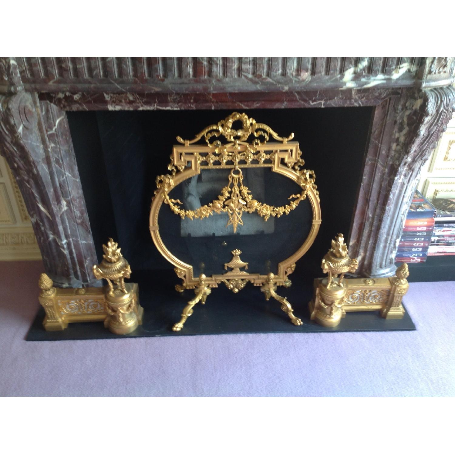 Antique French Firescreen and Andirons - image-4