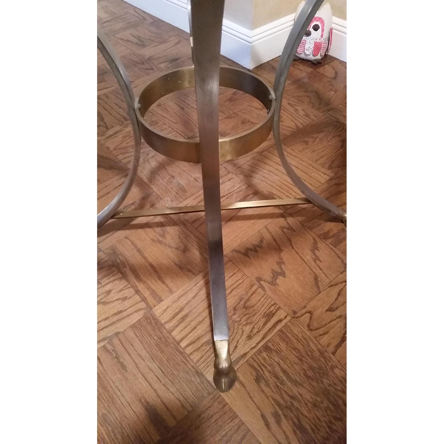 Art Deco Style Round Glass Top Table with Hooved Feet Made of Pewter and Bronze Base - image-4