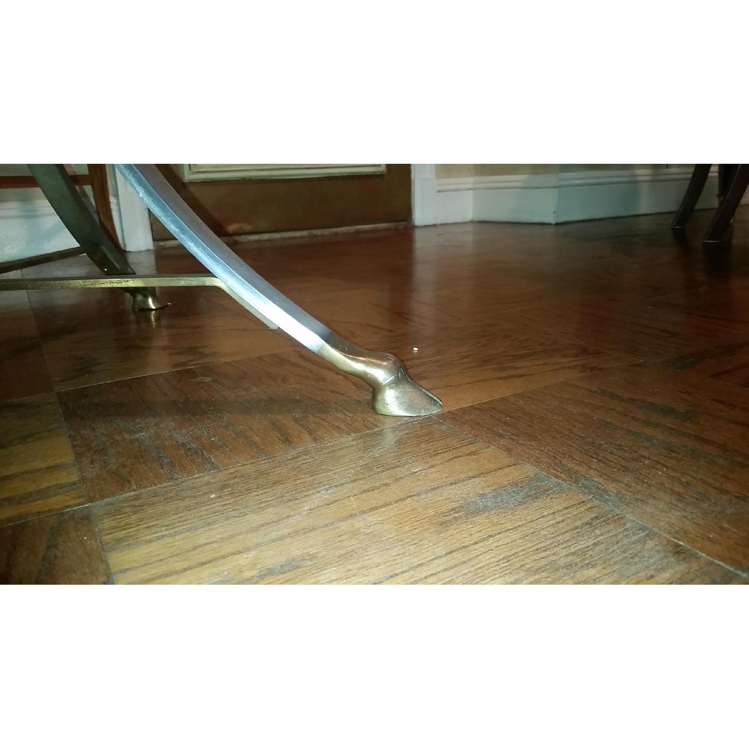 Art Deco Style Round Glass Top Table with Hooved Feet Made of Pewter and Bronze Base - image-7