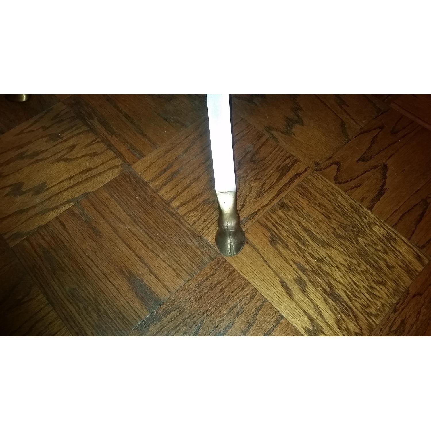 Art Deco Style Round Glass Top Table with Hooved Feet Made of Pewter and Bronze Base - image-8