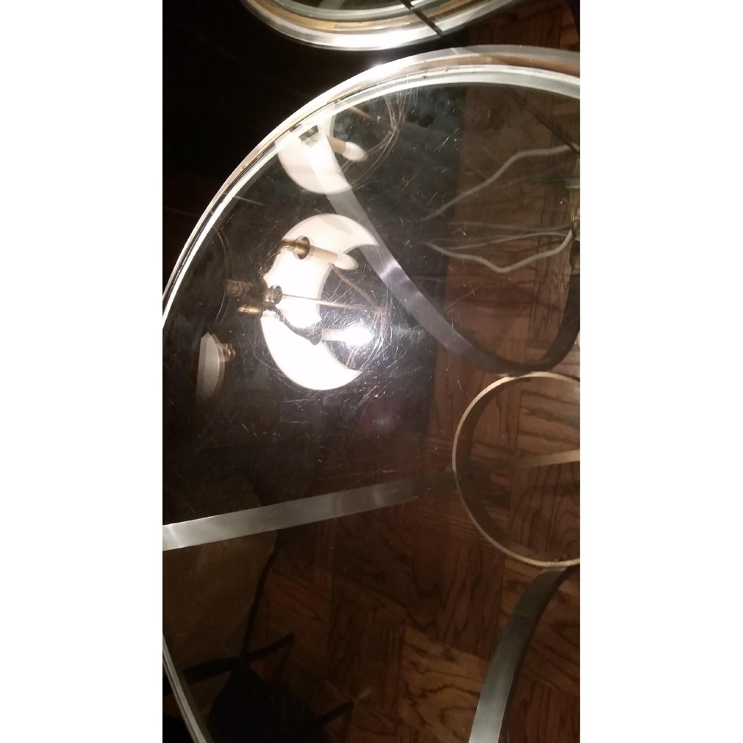 Art Deco Style Round Glass Top Table with Hooved Feet Made of Pewter and Bronze Base - image-9