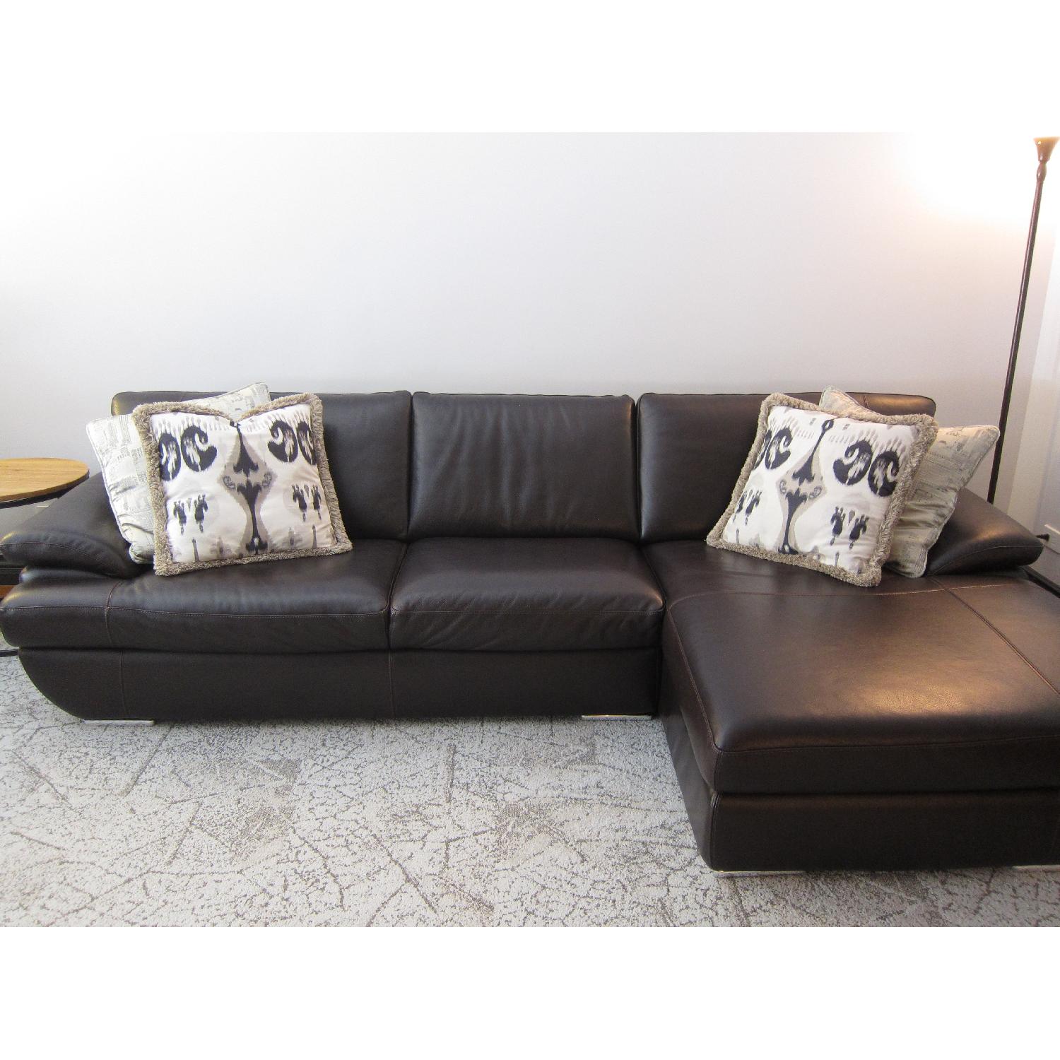 Chateau d'Ax Leather Sectional & Ottoman - Thumbnail 2
