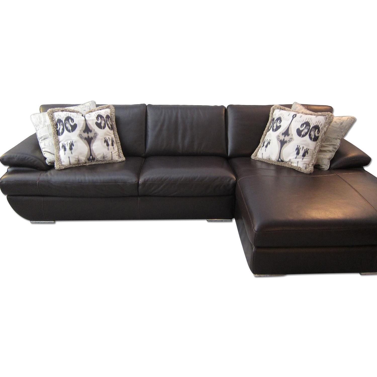 Chateau d'Ax Leather Sectional & Ottoman