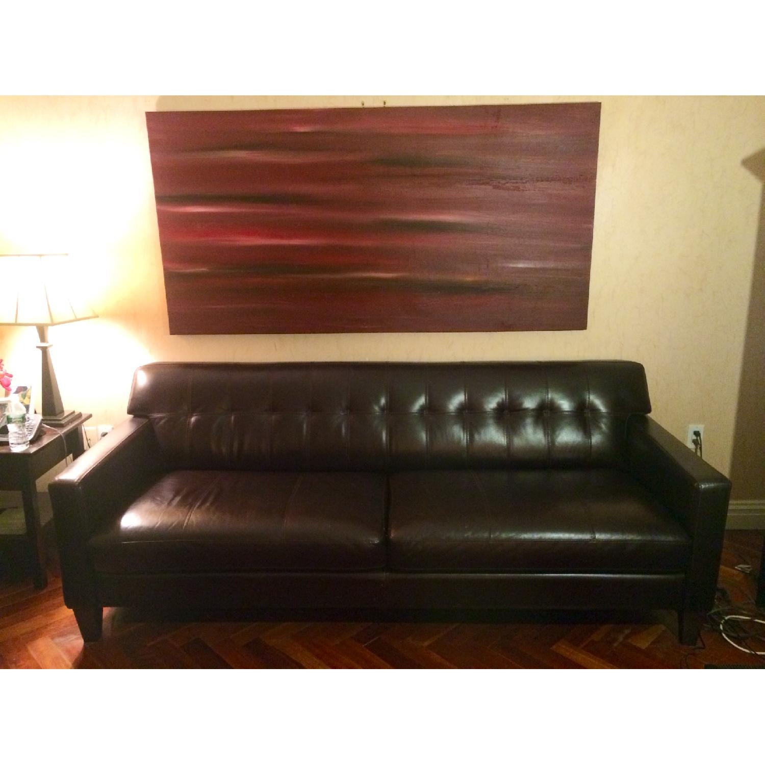 Natuzzi Leather Sofa & Club Chair with Ottoman - image-1