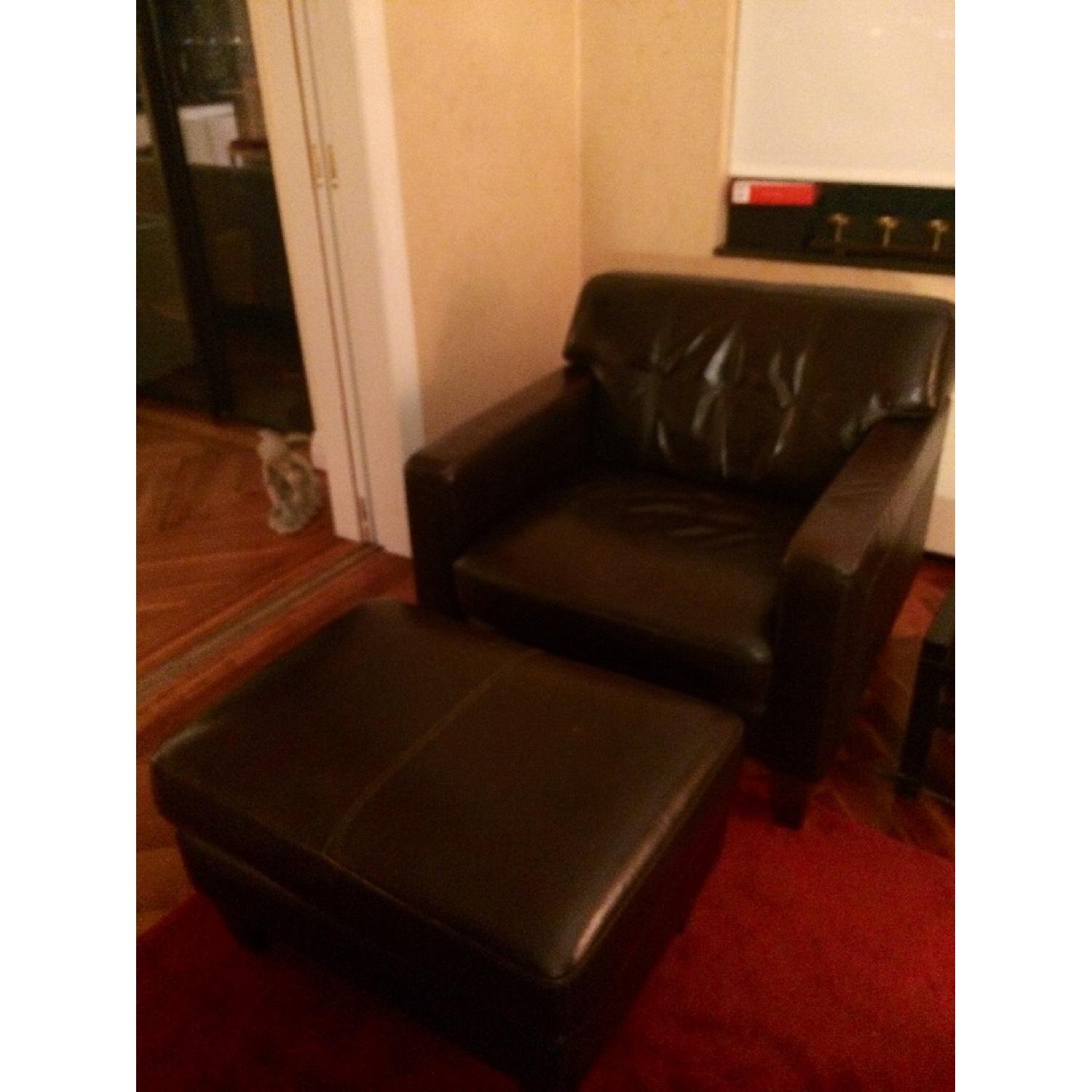 Natuzzi Leather Sofa & Club Chair with Ottoman - image-2