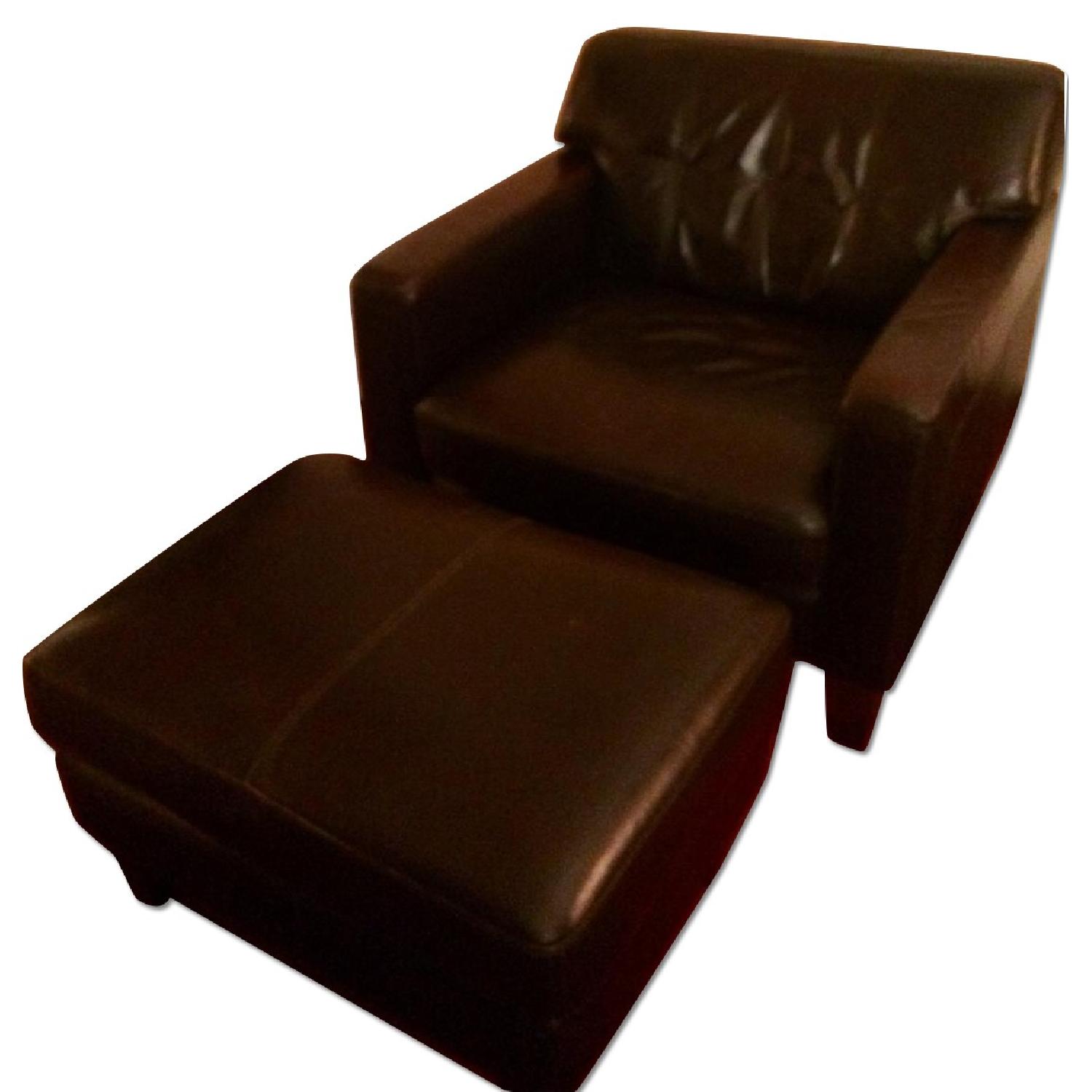 Natuzzi Leather Sofa & Club Chair with Ottoman - image-3