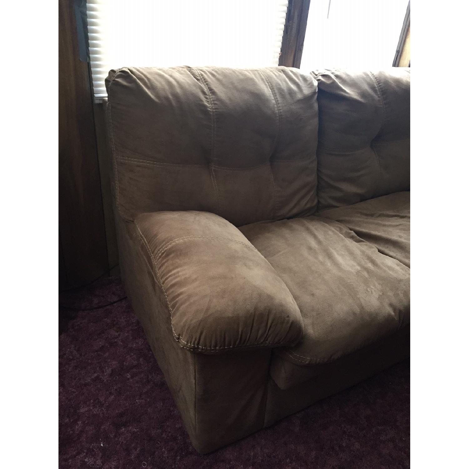 Beige Microseude Loveseat - image-1