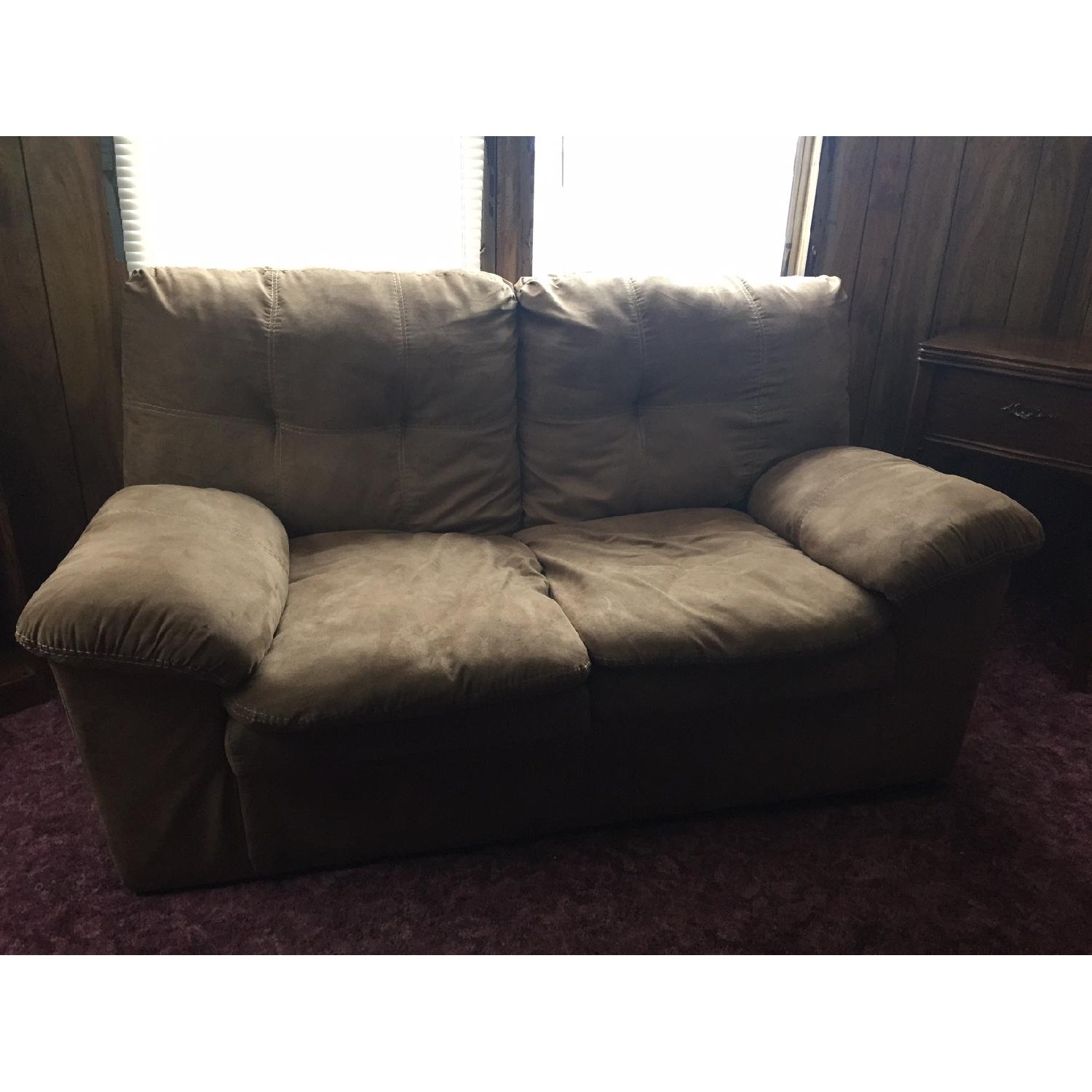 Beige Microseude Loveseat - image-3