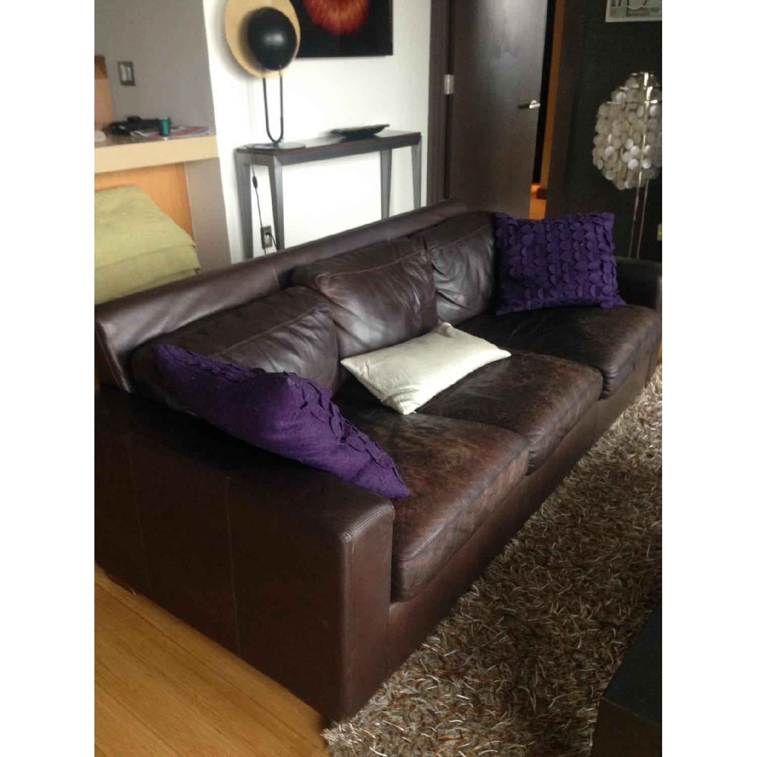 Design Within Reach Brown Leather Couch - image-1