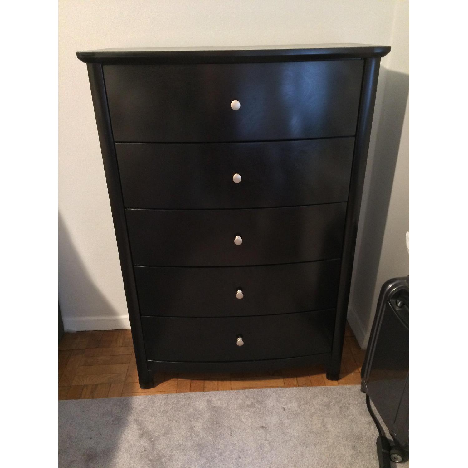 Bob's Furniture Black Tall Chest with Lined Top Drawer - image-1