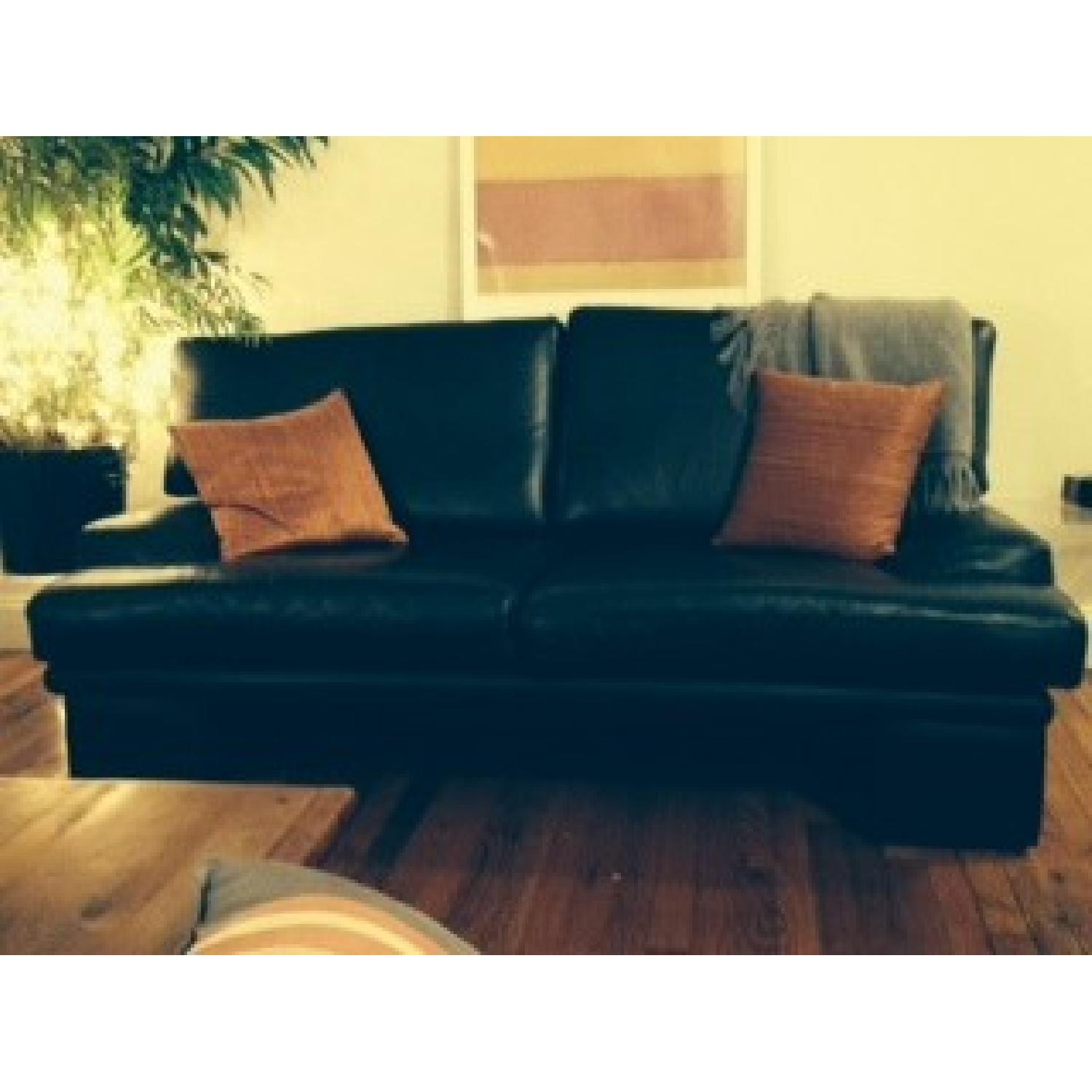 Black Leather Sofa - image-1