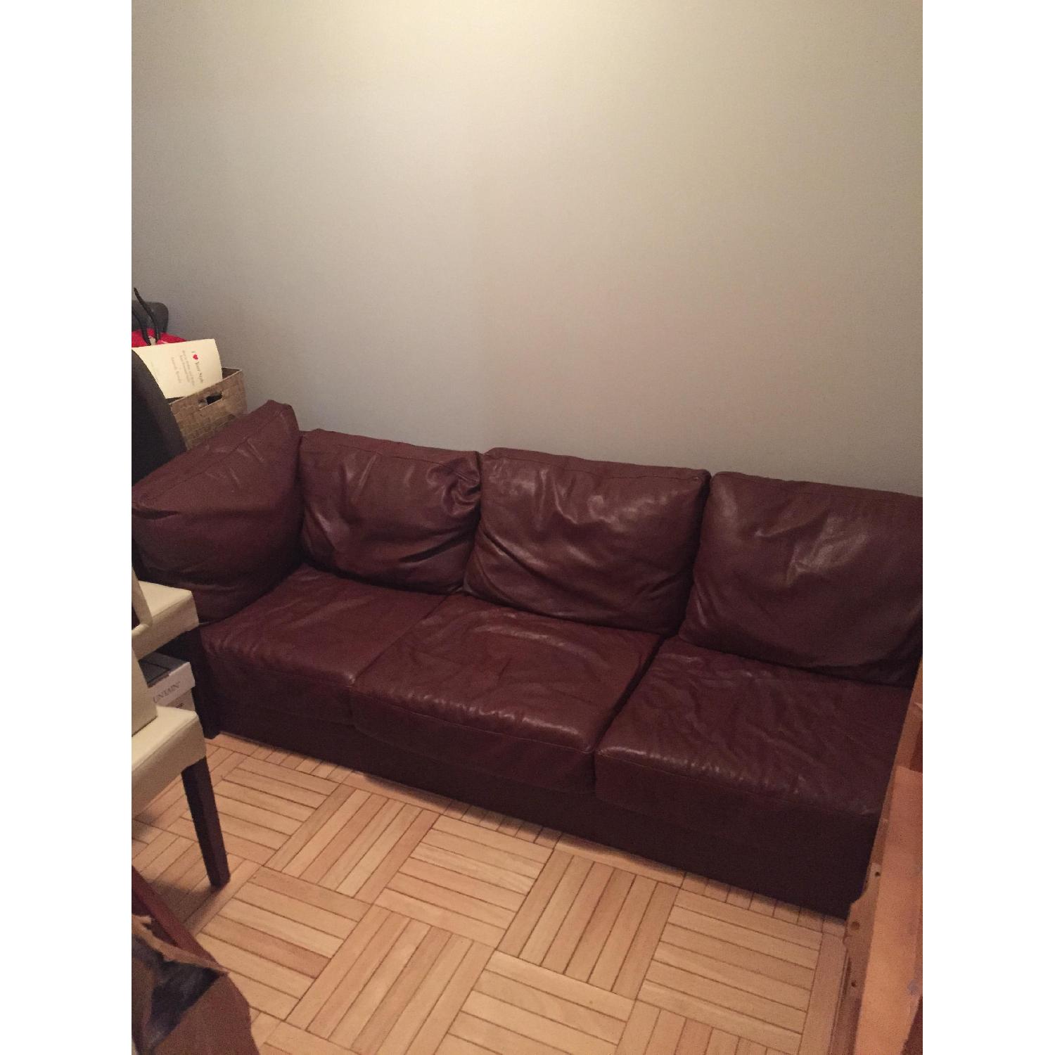 Brown Leather Couch - image-1