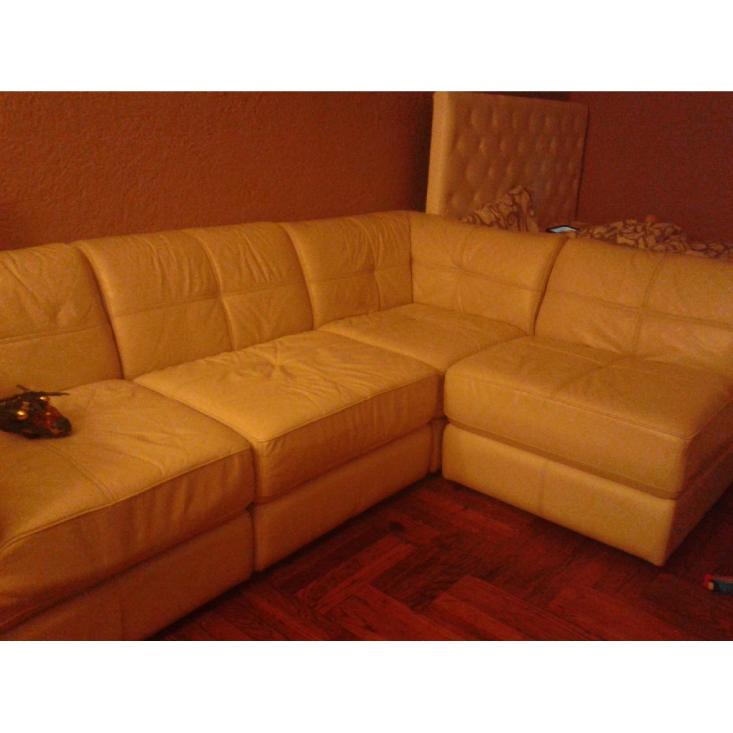 Raymour & Flanigan Italian Leather Sectional Sofa - image-1