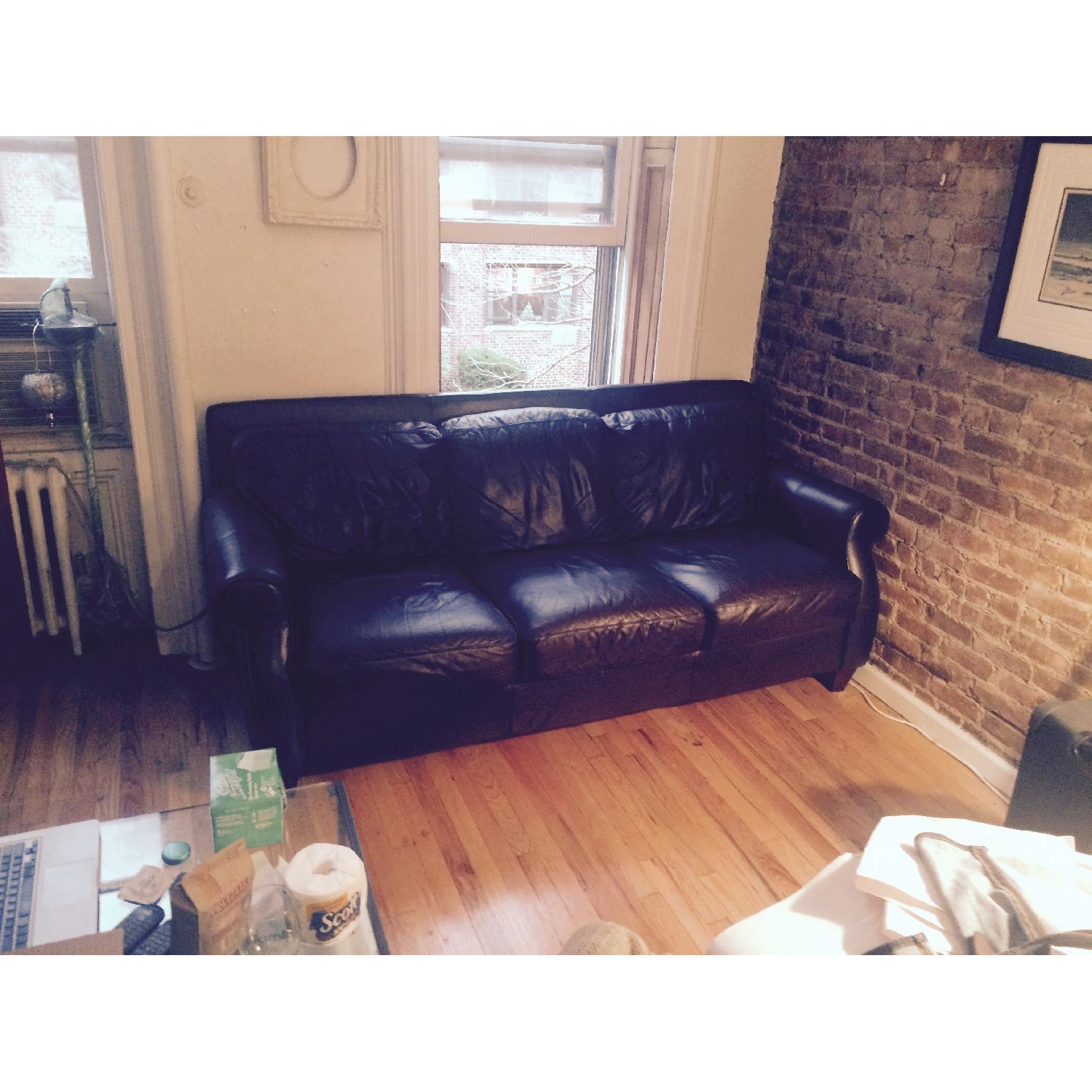 Raymour & Flanigan Brown Leather 3 Seater Sofa - image-4