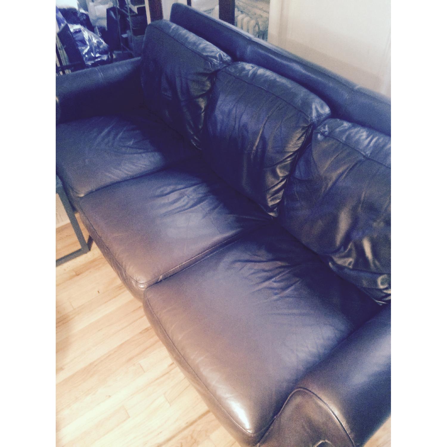 Raymour & Flanigan Brown Leather 3 Seater Sofa - image-7
