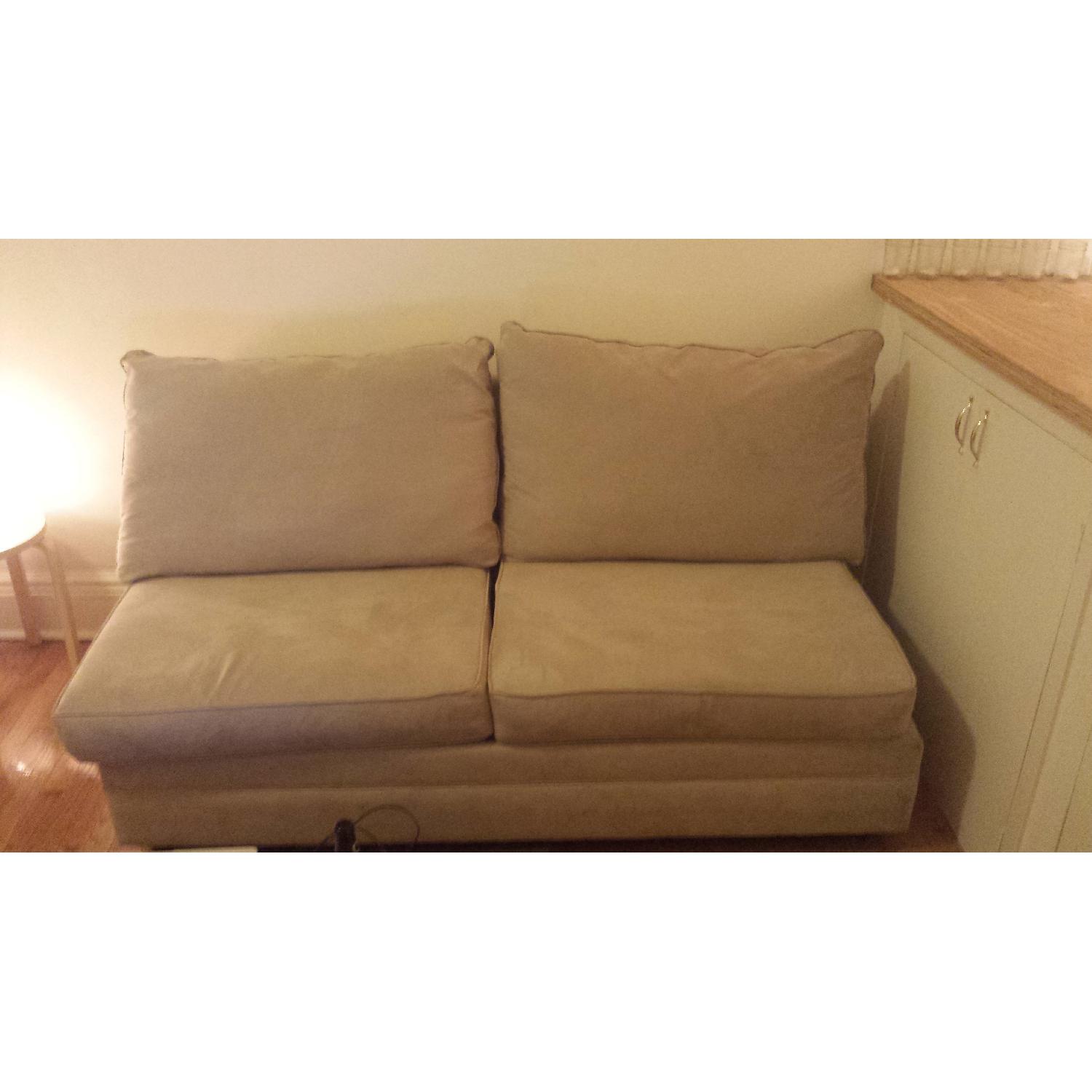 May Furniture Tan Microsuede Loveseat - image-1