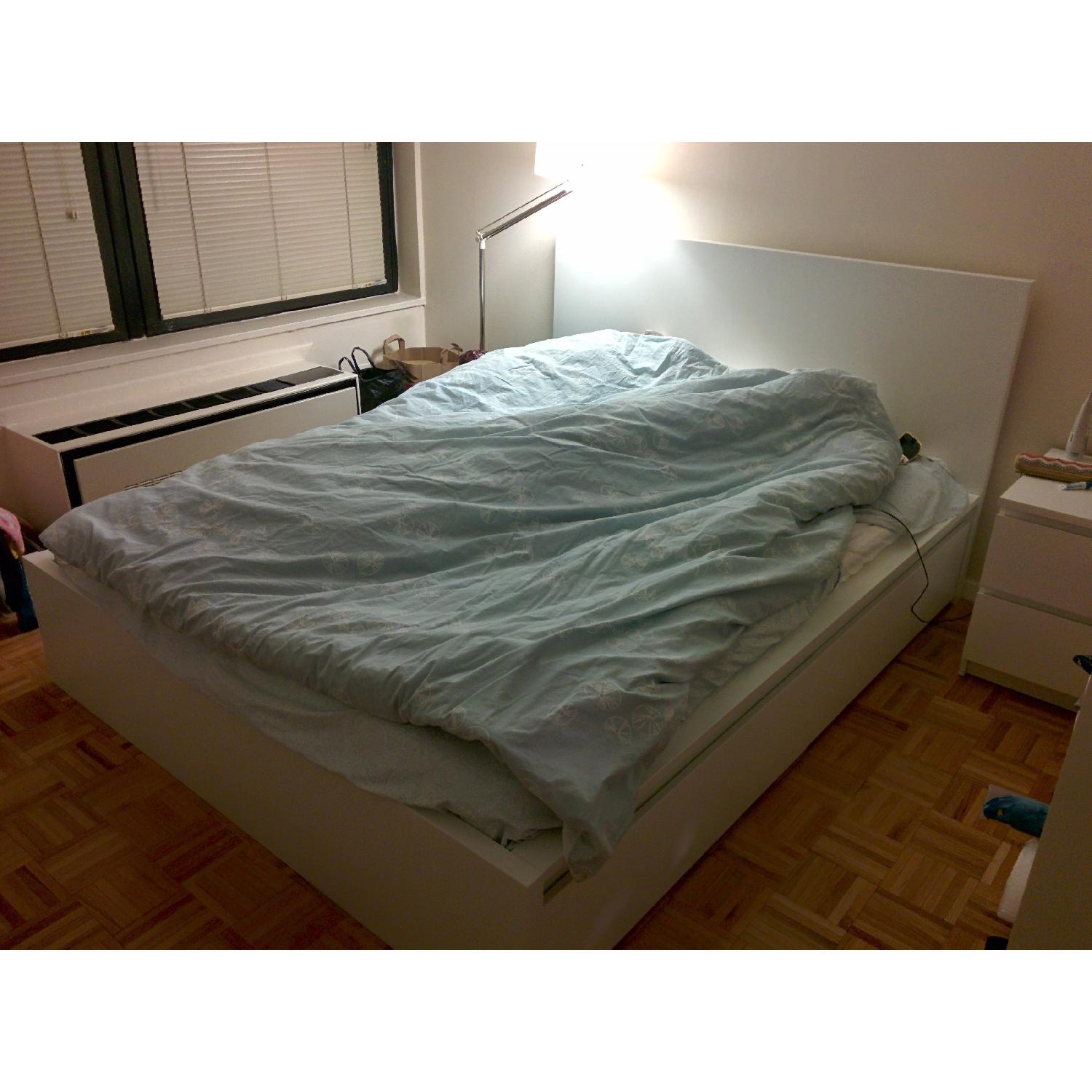 Ikea Queen Size Bed Frame w/ 4 Storage Drawers - image-1