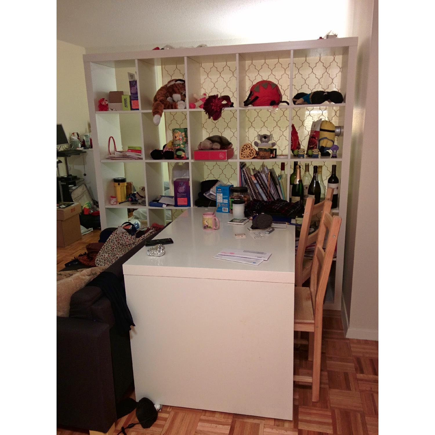 Ikea Bookshelf/Shelving Unit with Workstation and 2 Chairs - image-1