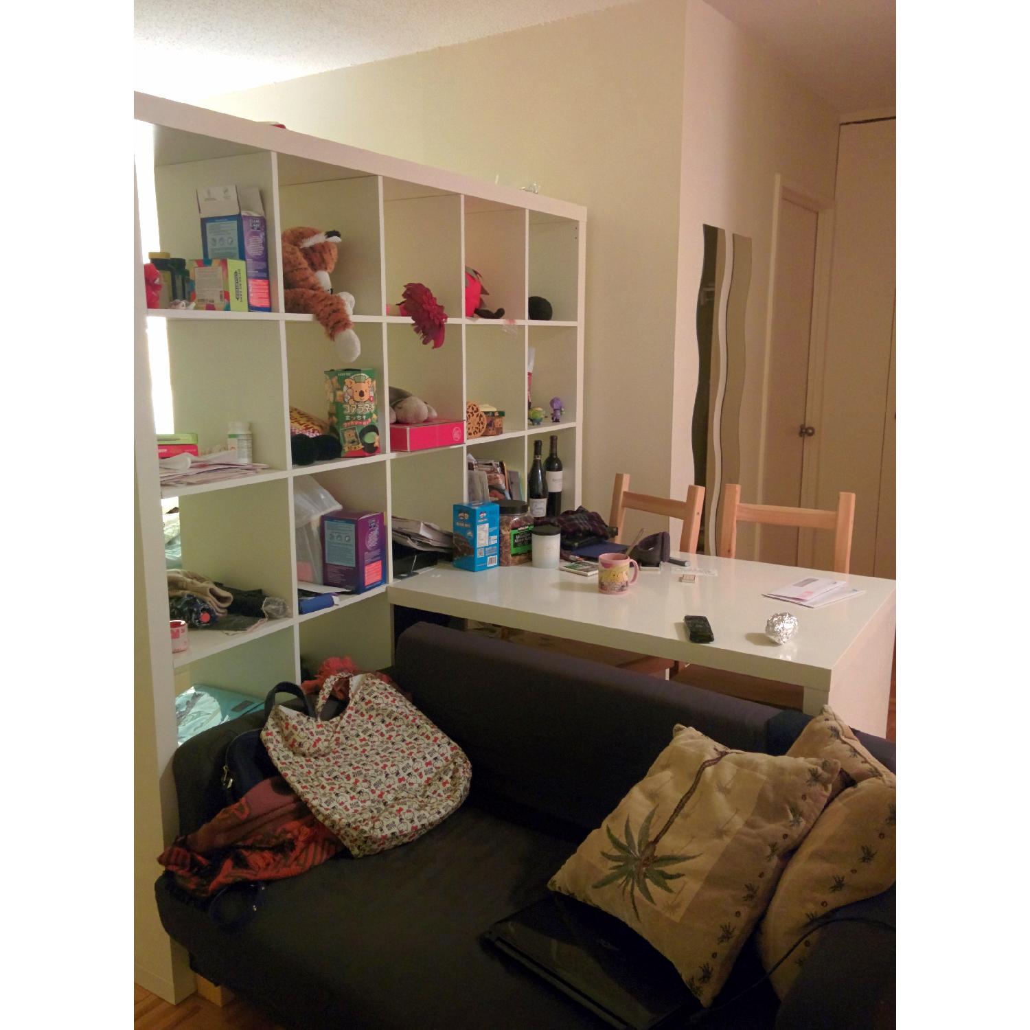 Ikea Bookshelf/Shelving Unit with Workstation and 2 Chairs - image-2