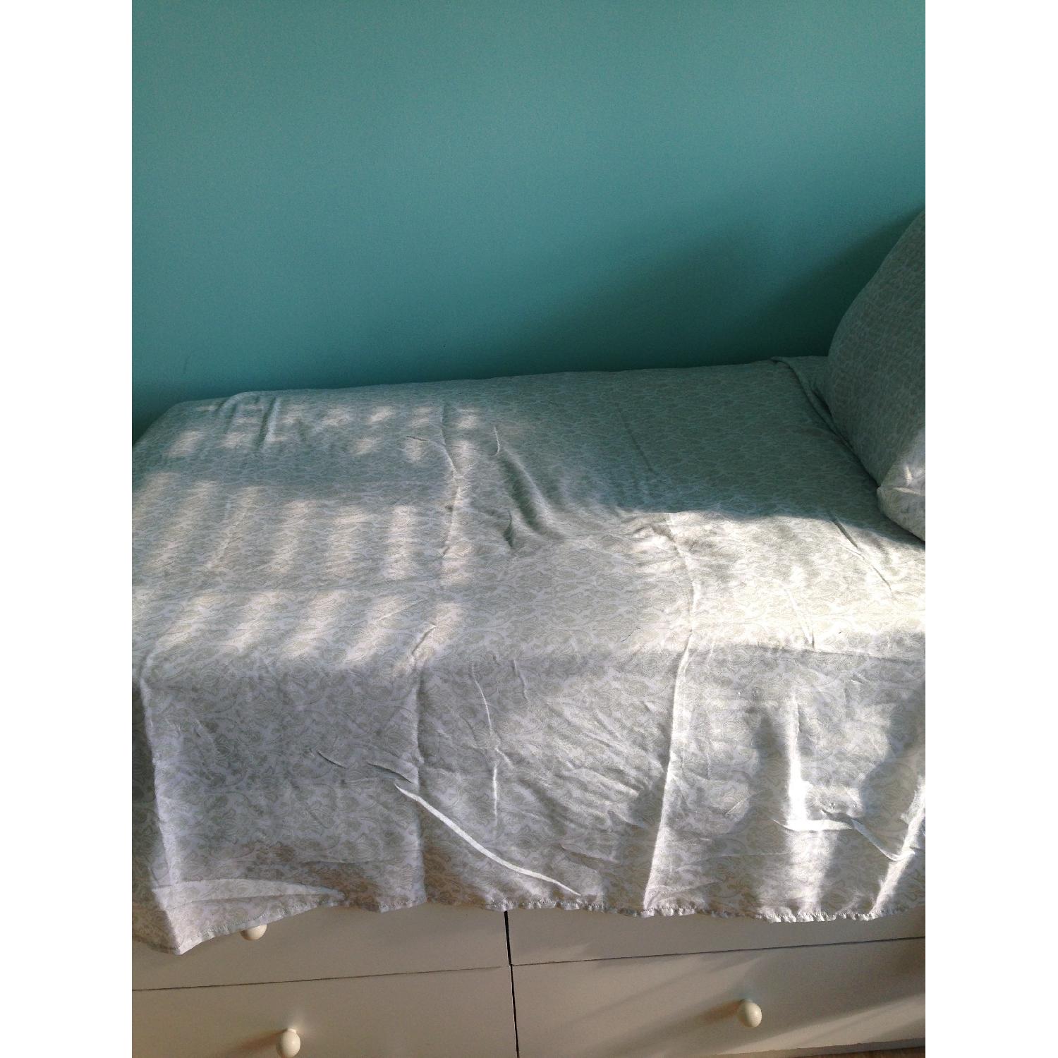 White Twin Size Bed w/ Headboard & 6 Drawers - image-2
