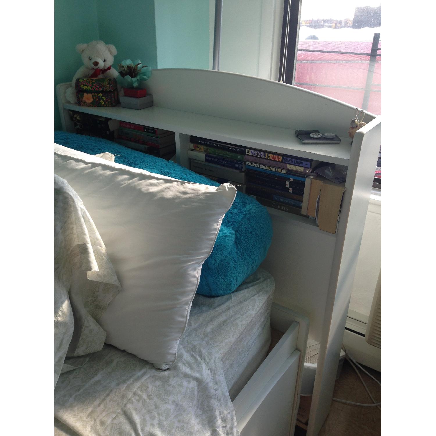 White Twin Size Bed w/ Headboard & 6 Drawers - image-3