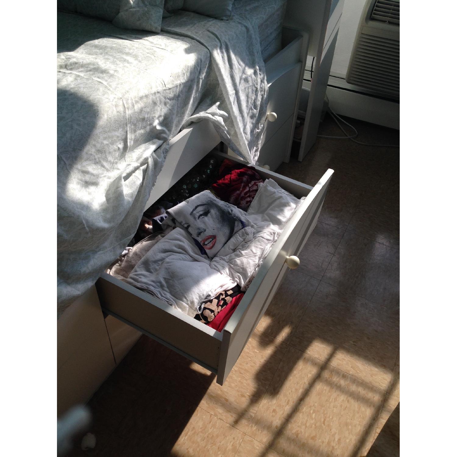 White Twin Size Bed w/ Headboard & 6 Drawers - image-4