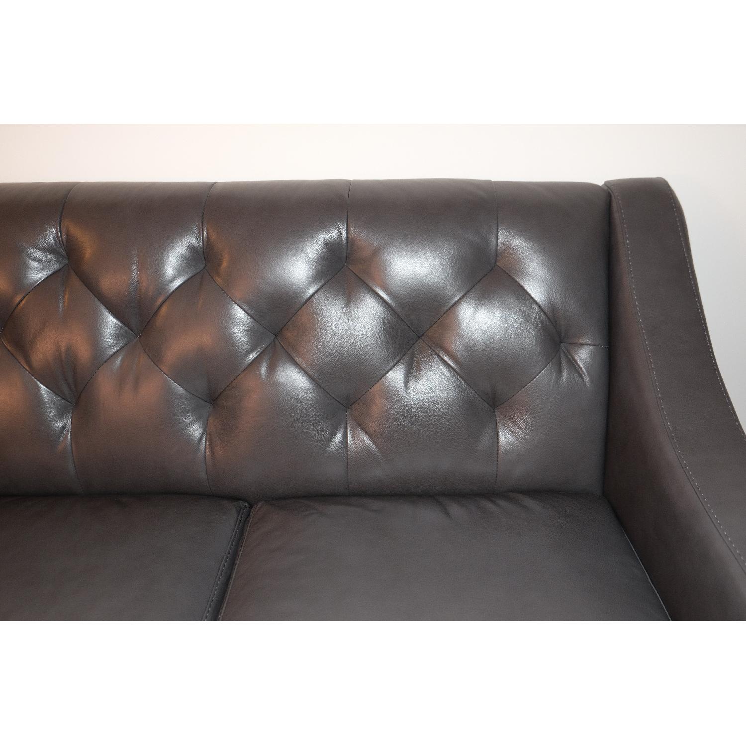 Macy's Chateau D'ax Leather Slate Grey Sofa - image-2