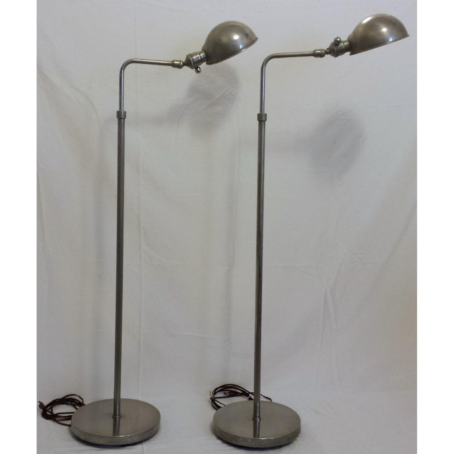 Vintage American Mid Century Adjustable Chrome Floor Lamps - Pair - image-1