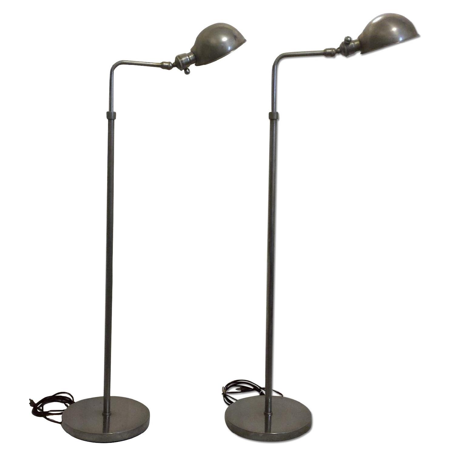 Vintage American Mid Century Adjustable Chrome Floor Lamps - Pair