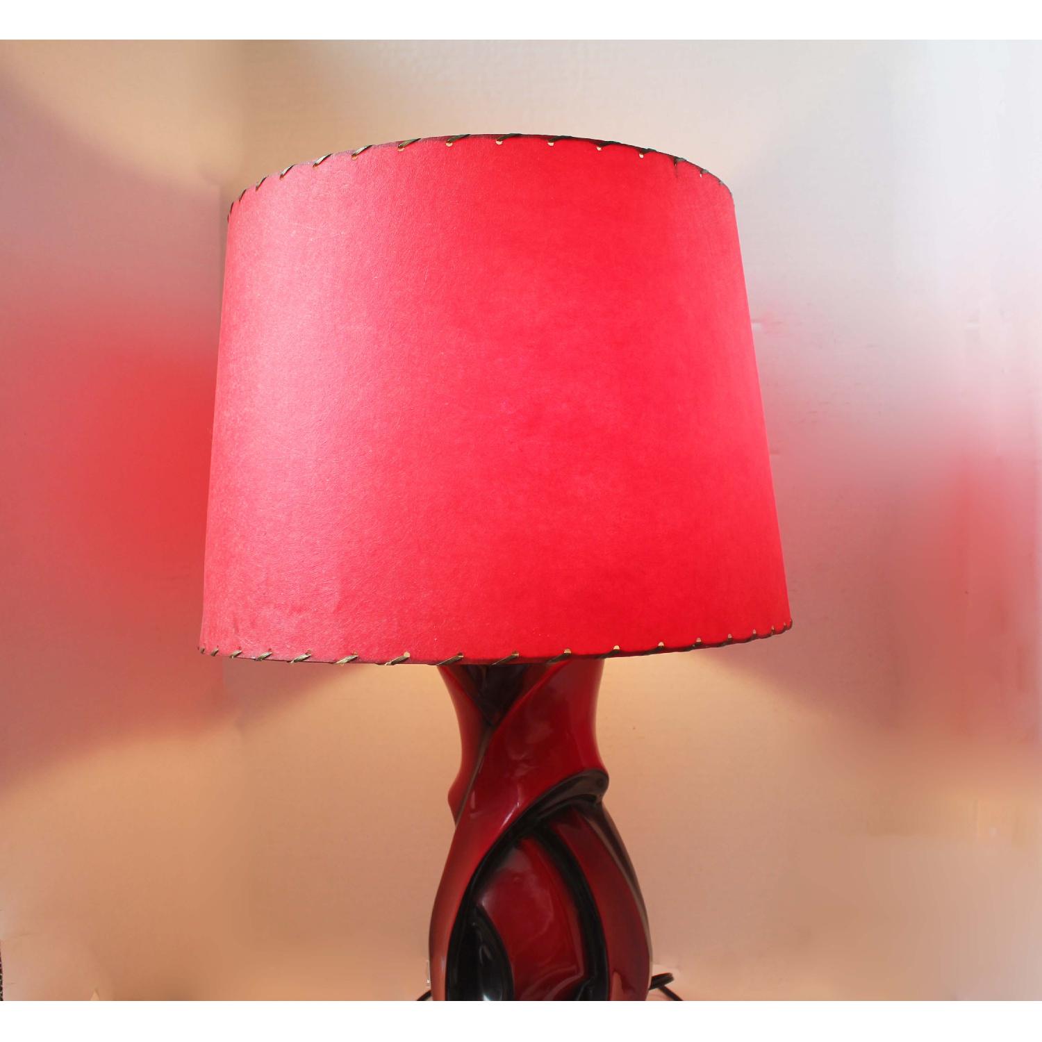 Mid Century Red and Black Lamp - image-3