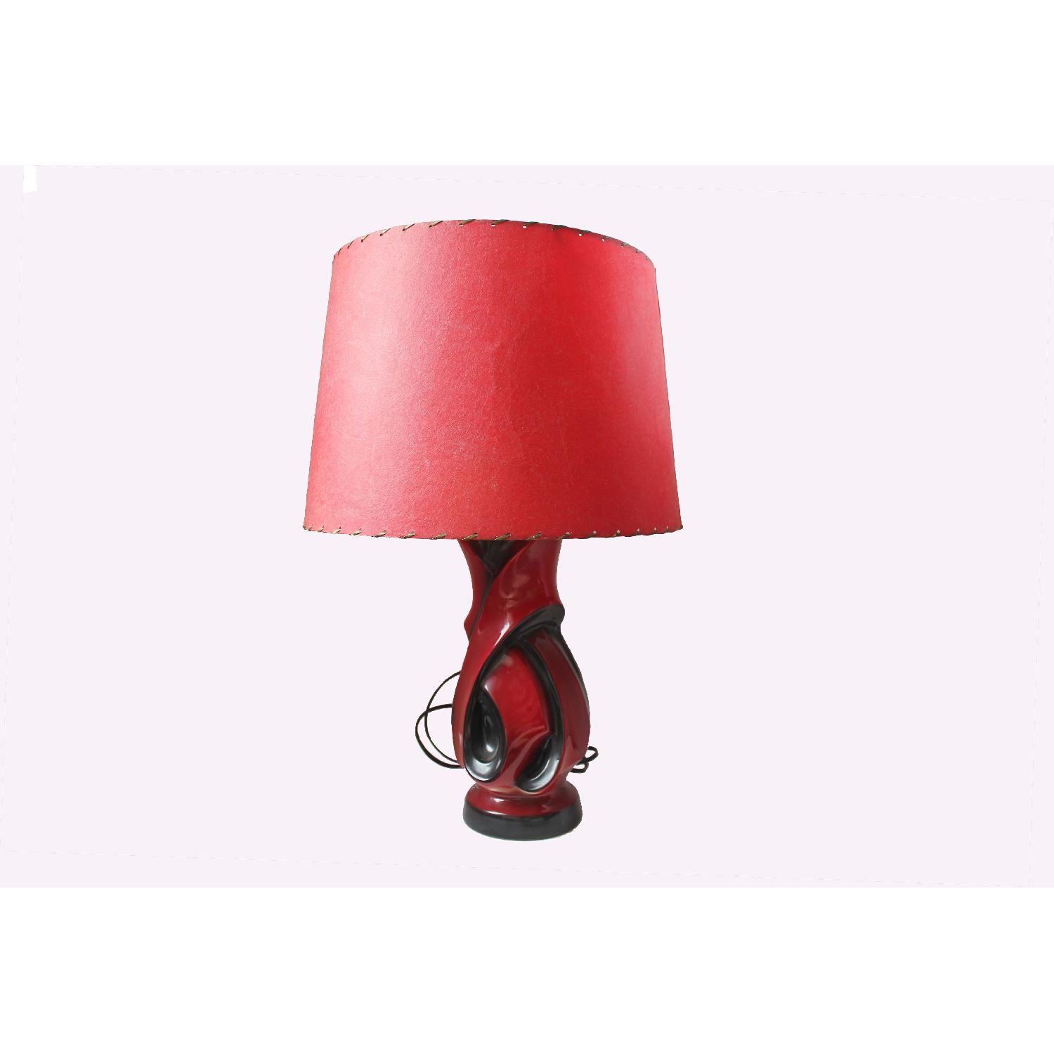 Mid Century Red and Black Lamp - image-4