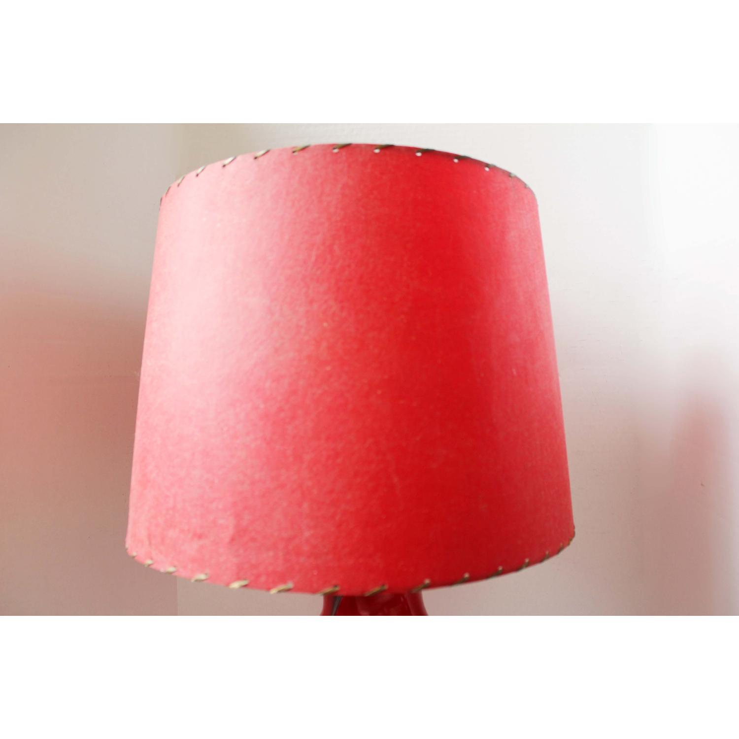 Mid Century Red and Black Lamp - image-5