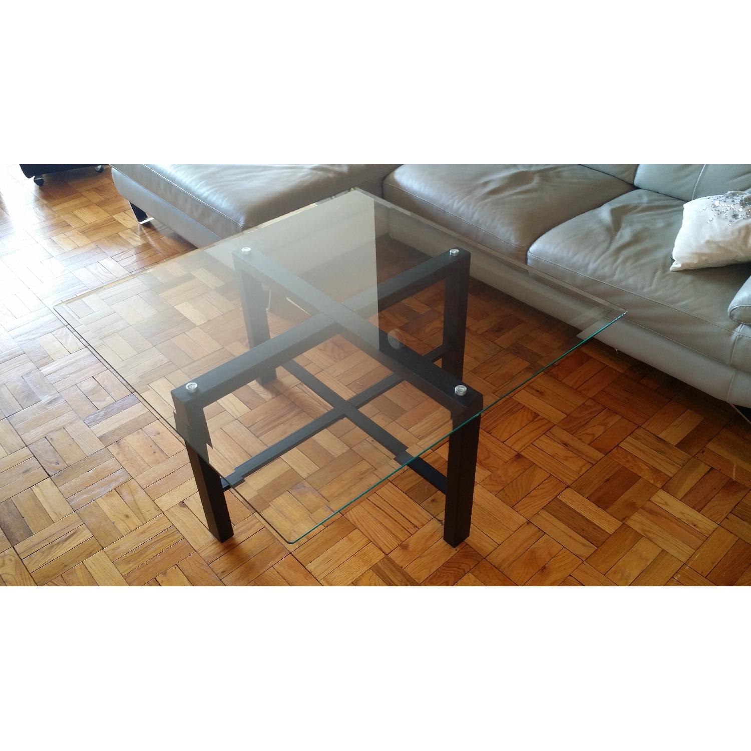 Metal Base/Glass Top Cocktail Table w/ 4 Slide-in Ottomans - image-5