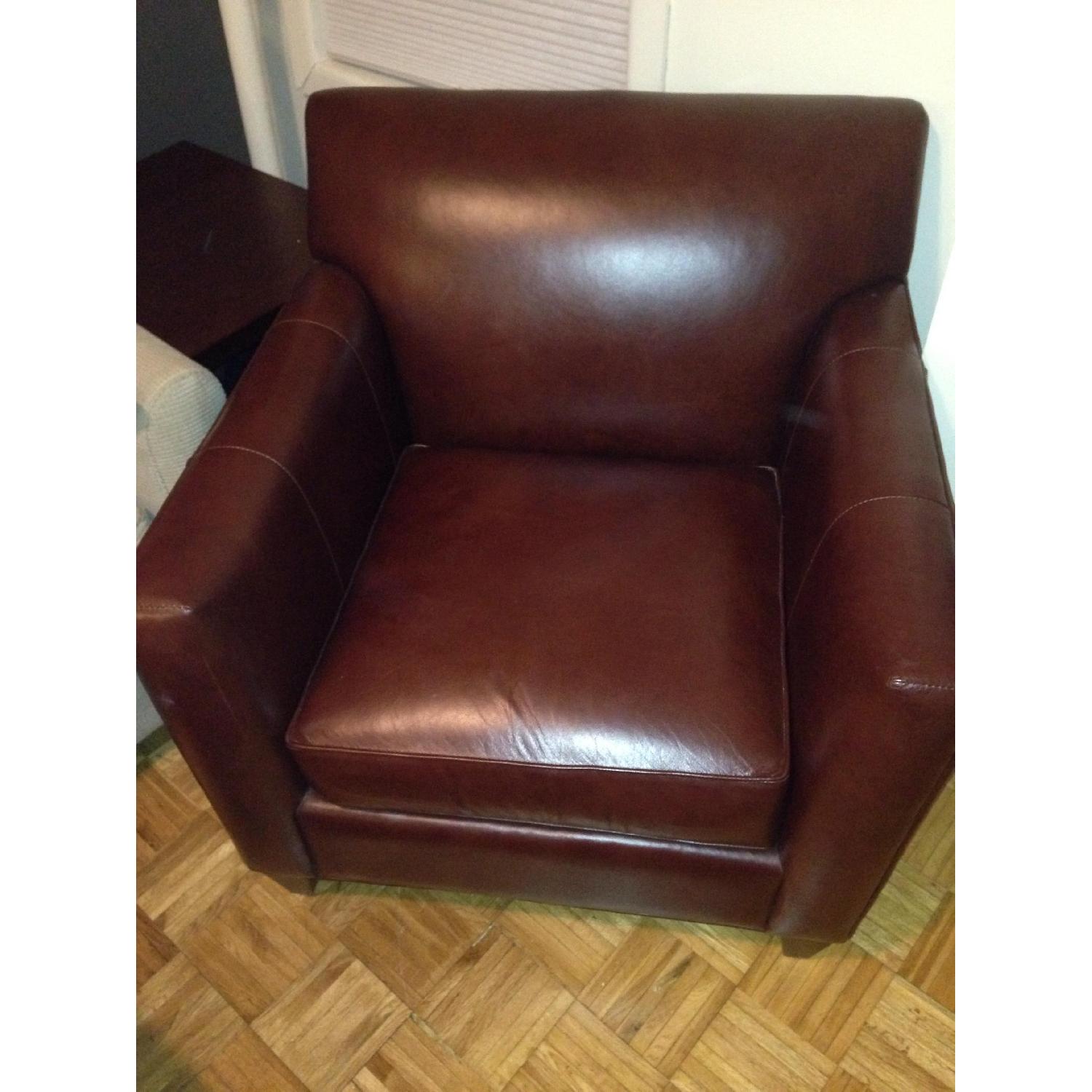 Crate & Barrel Leather Armchair - image-5