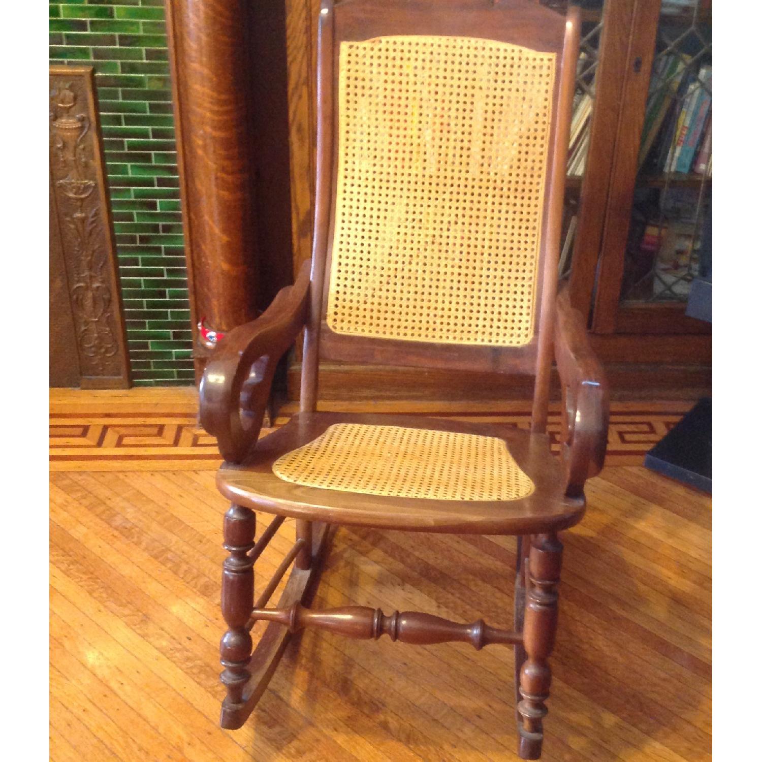 Wood and Wicker Rocking Chair - image-1