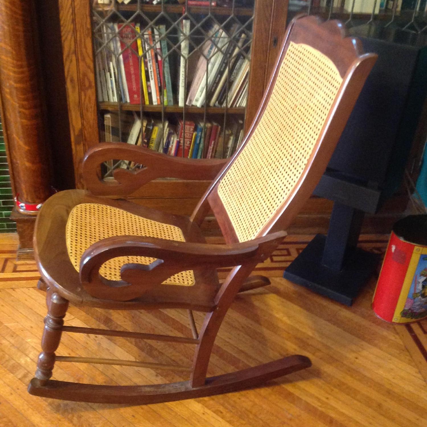 Wood and Wicker Rocking Chair - image-2