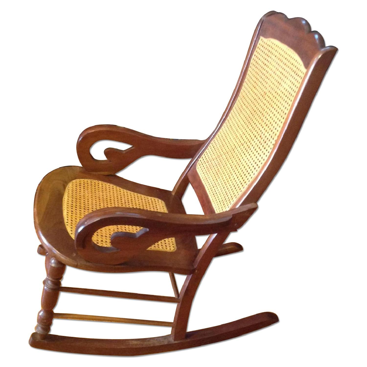 Wood and Wicker Rocking Chair