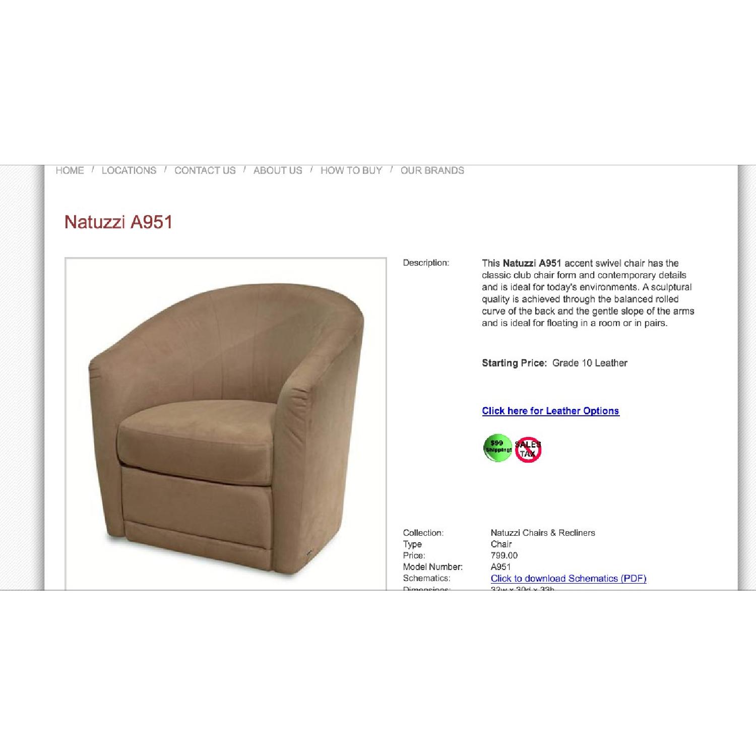 Natuzzi A951 Suede Chair - image-4