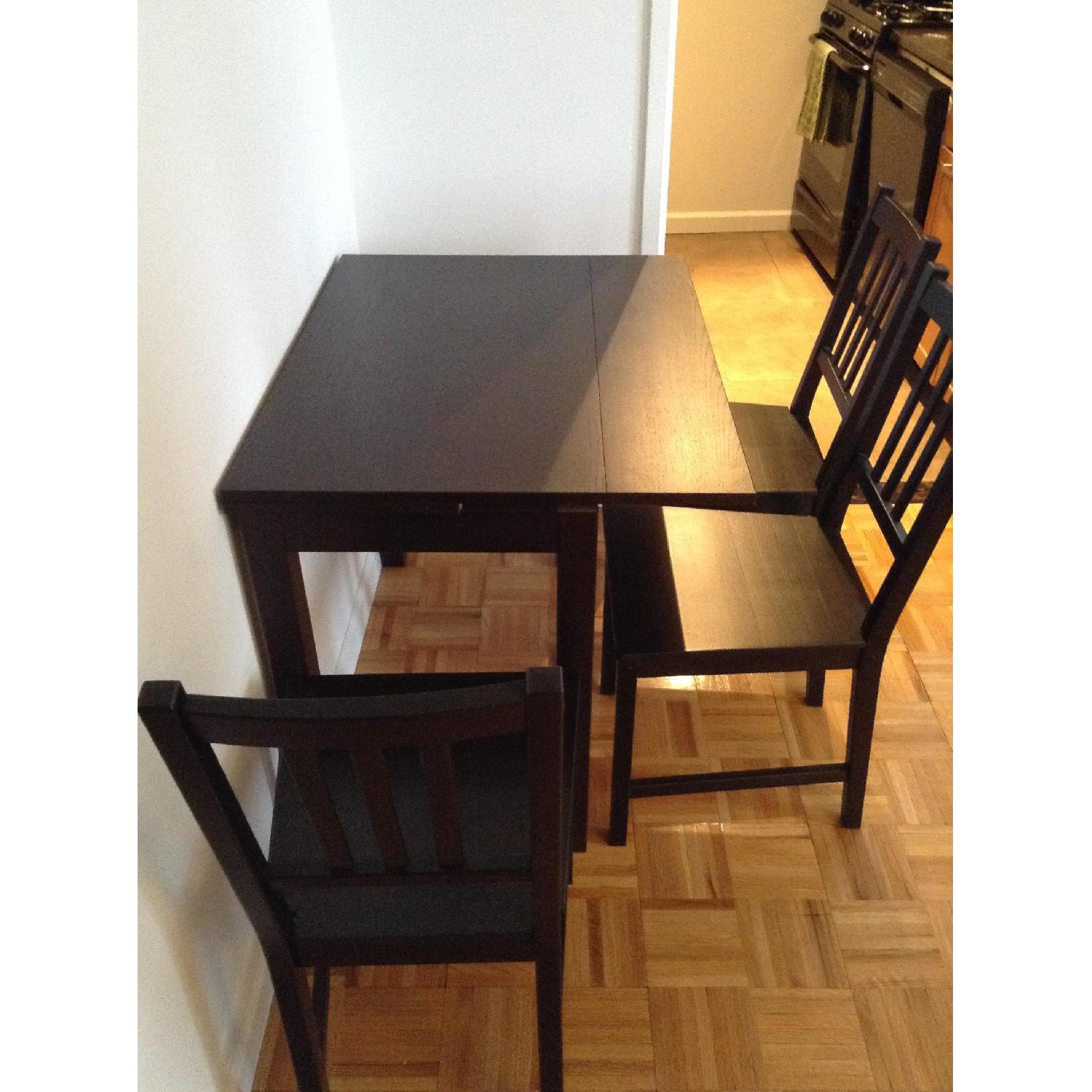 Ikea Dark Brown Bjursta Dining Table w/ 3 Chairs - image-2