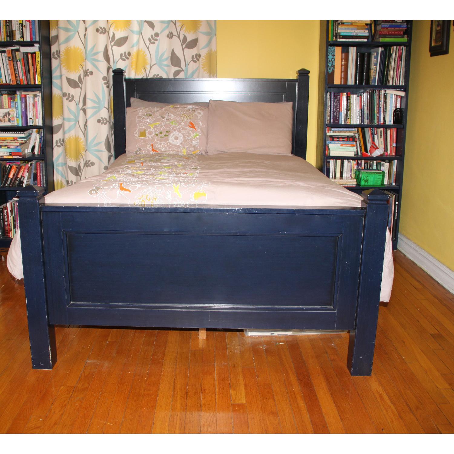 Crate & Barrel Midnight Blue Wooden Full Bed - image-3