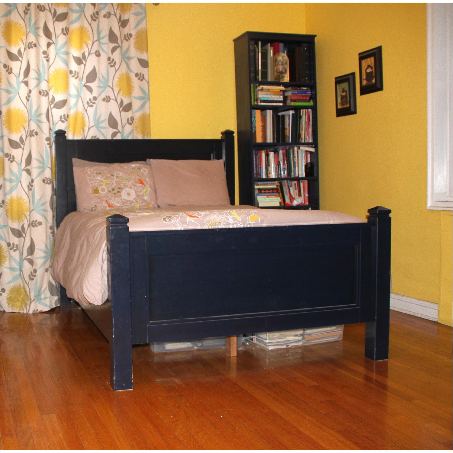 Crate & Barrel Midnight Blue Wooden Full Bed - image-4