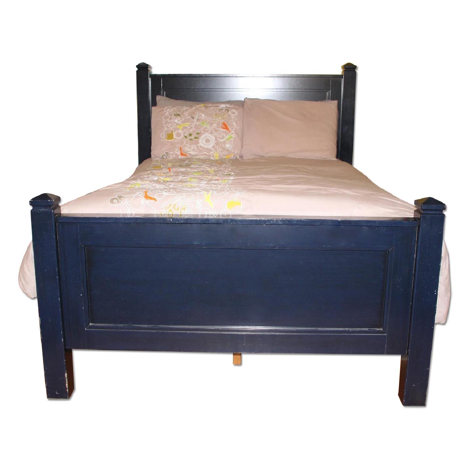 Crate & Barrel Midnight Blue Wooden Full Bed - image-0