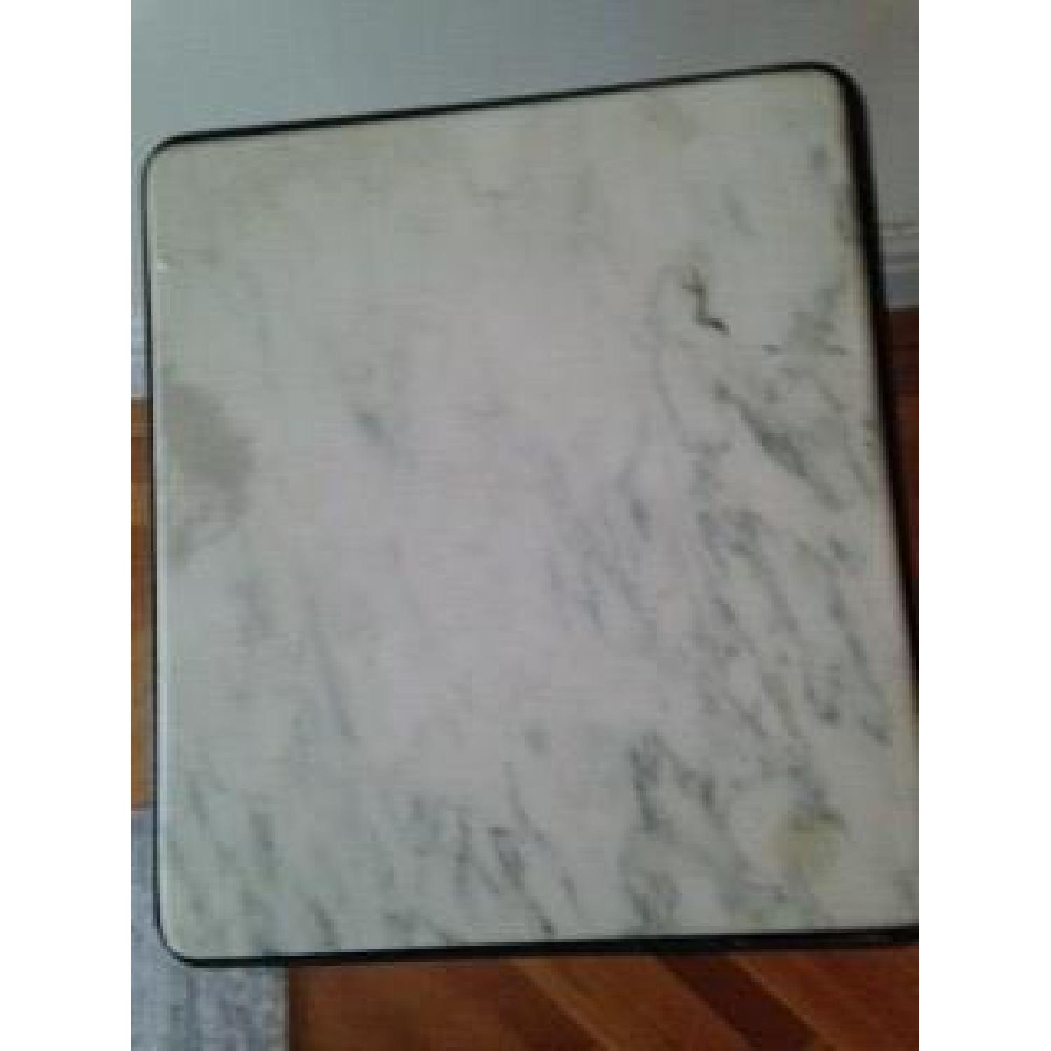 Antique Wrought Iron Sewing Table with Marble Top - image-1