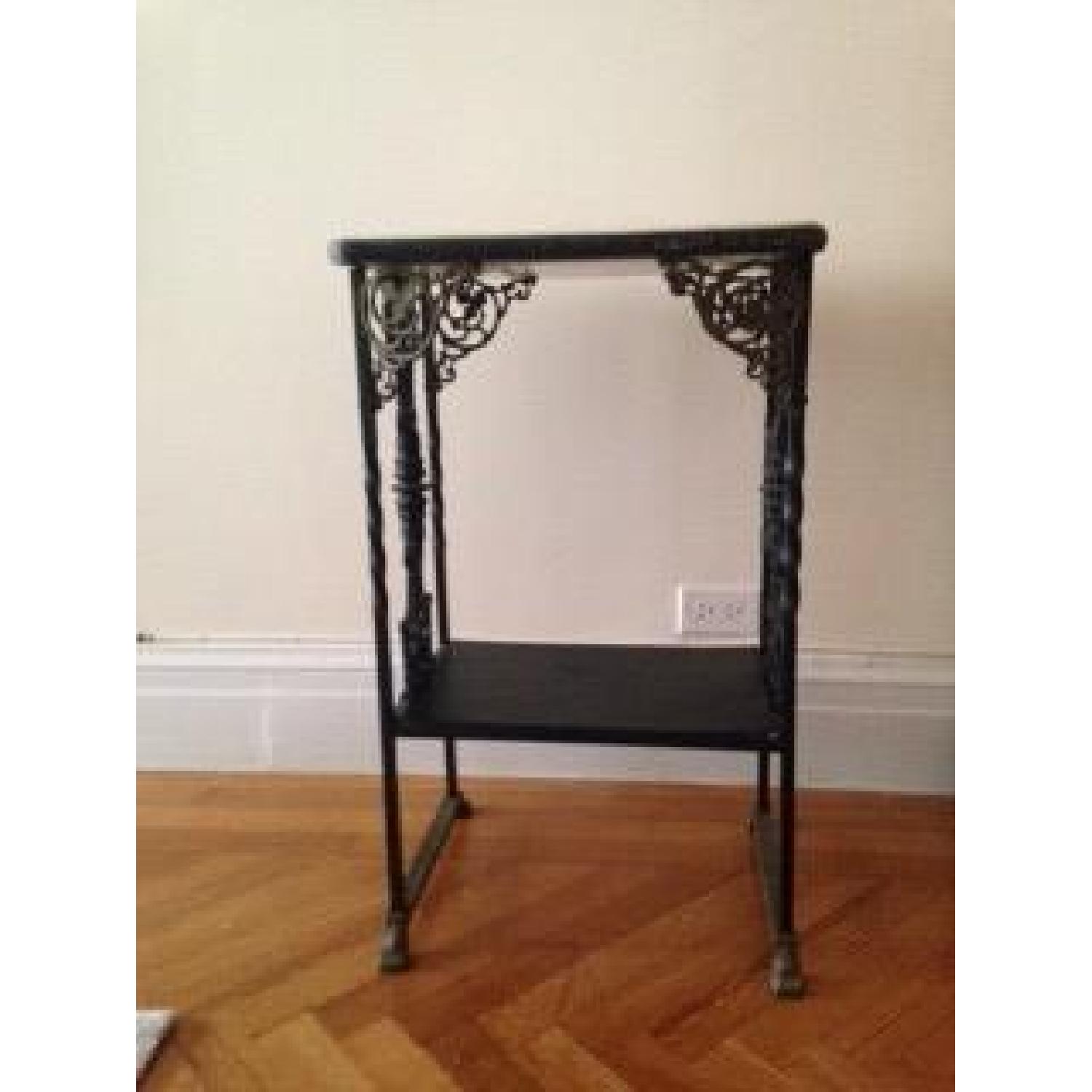 Antique Wrought Iron Sewing Table with Marble Top - image-2