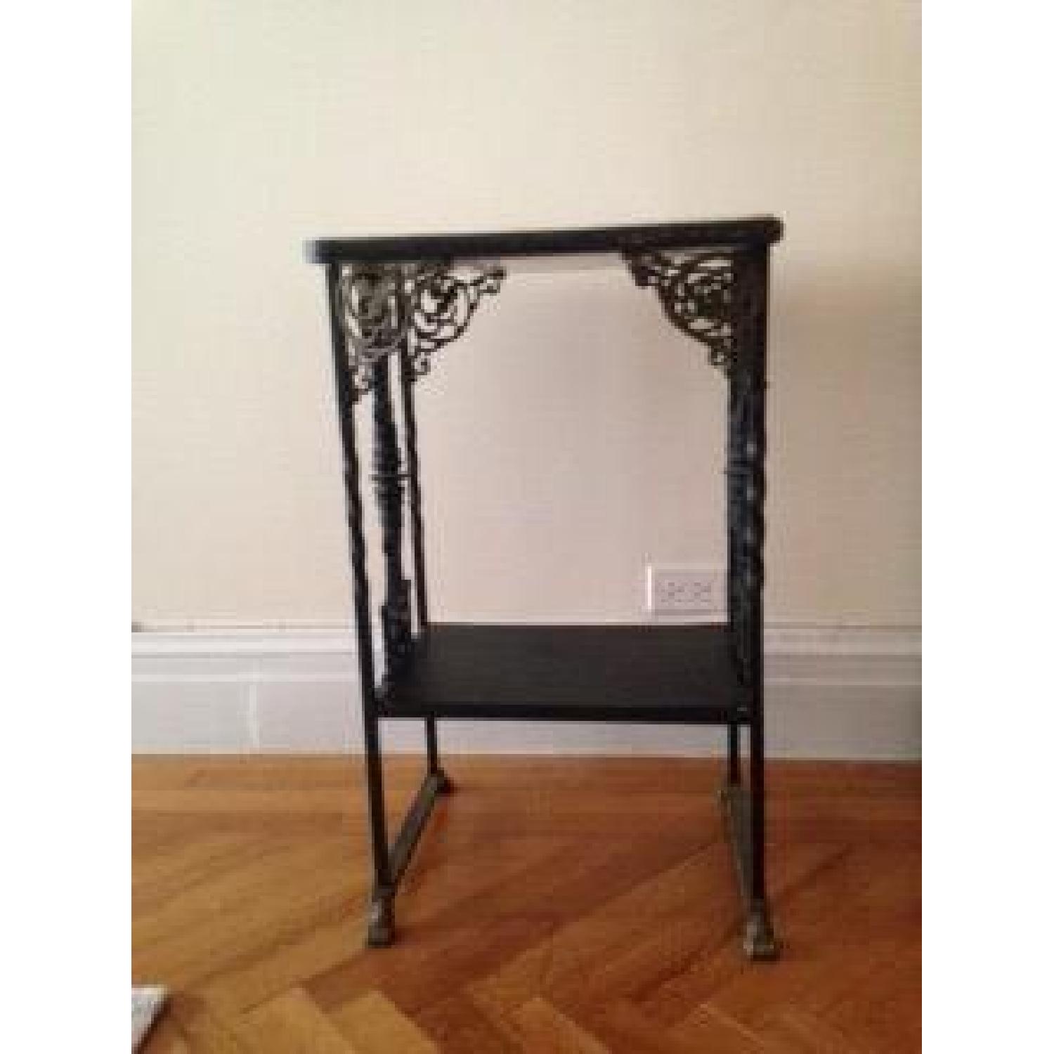 Antique Wrought Iron Sewing Table with Marble Top - image-3