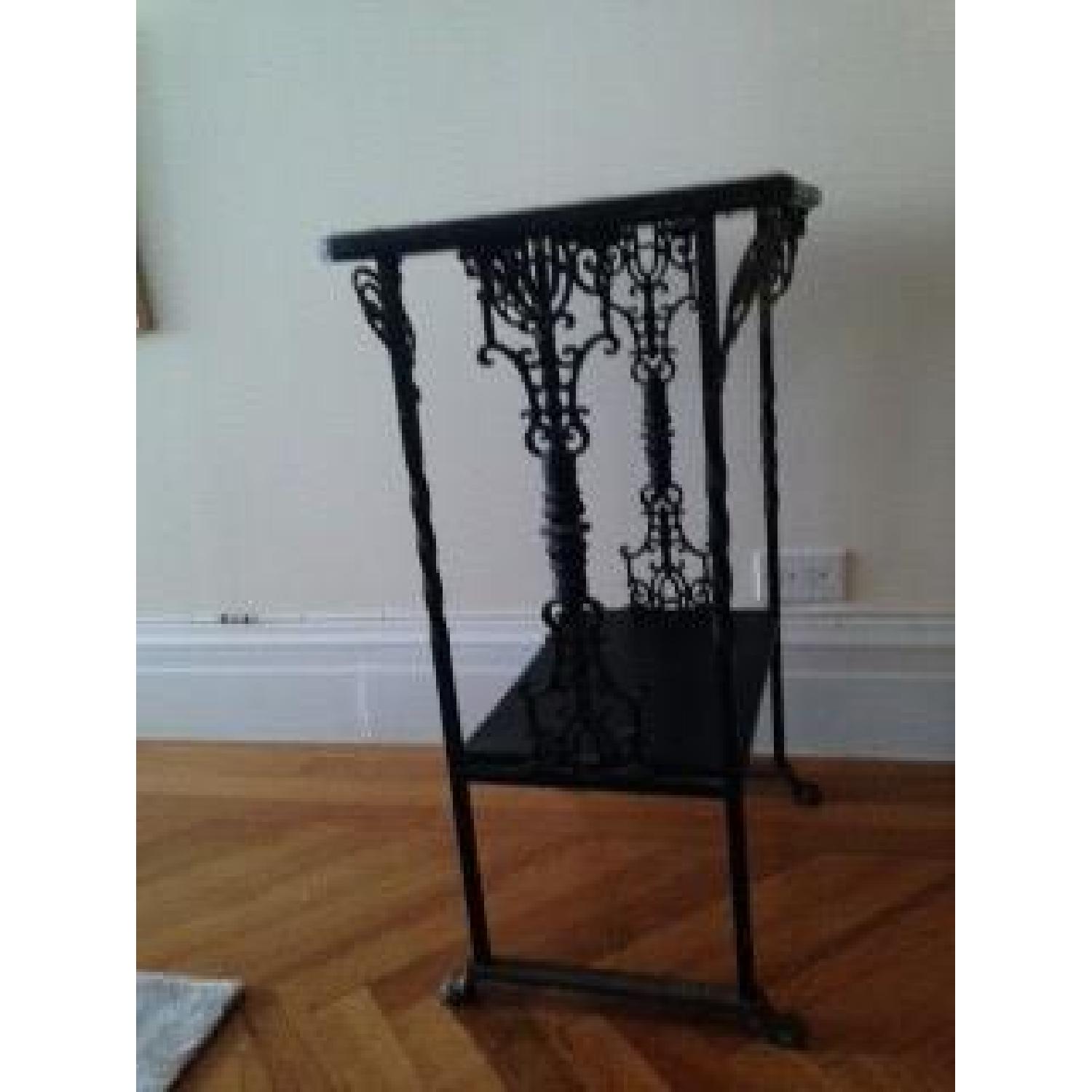Antique Wrought Iron Sewing Table with Marble Top - image-4