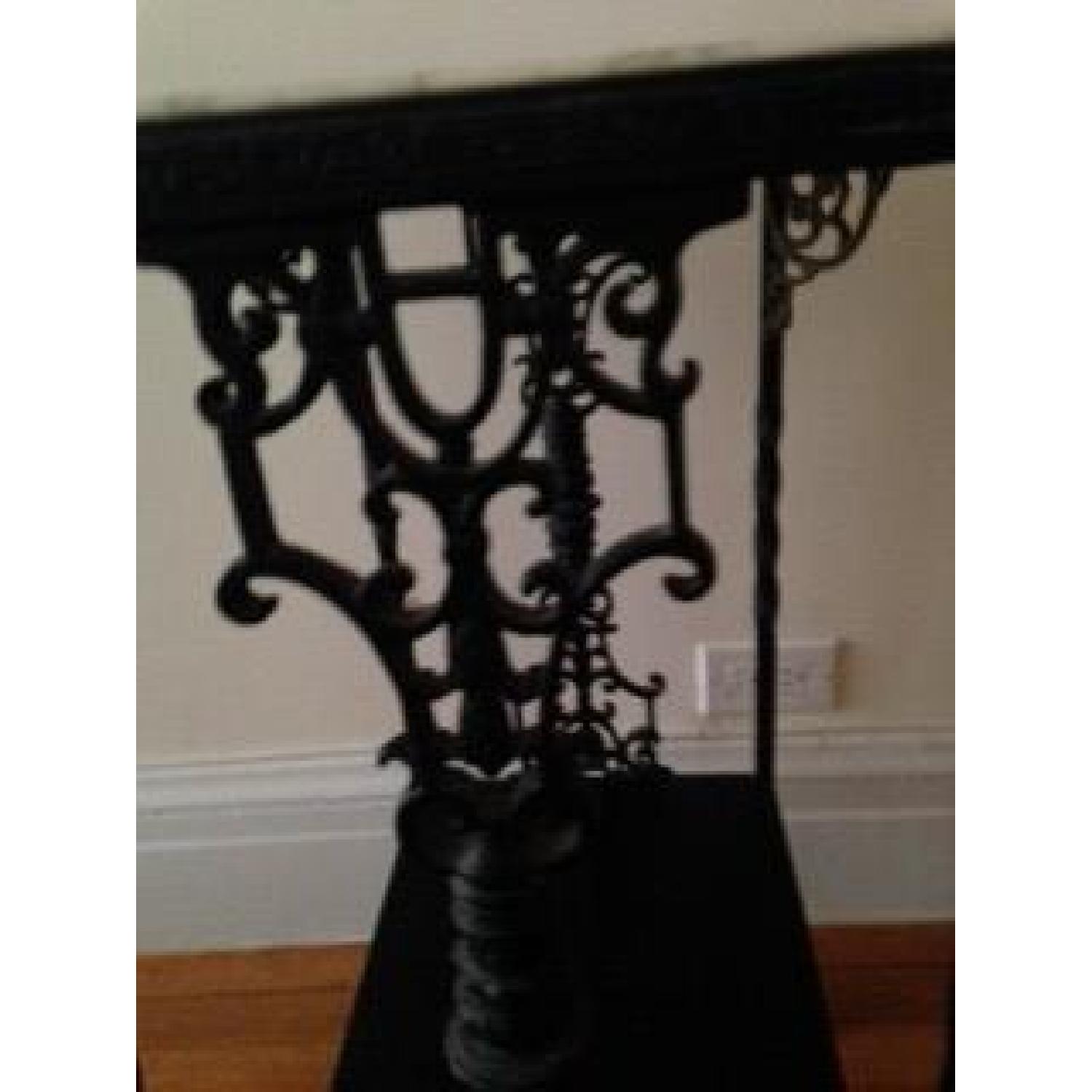 Antique Wrought Iron Sewing Table with Marble Top - image-5